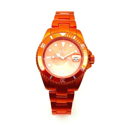 Orologio Unisex Con Cassa E Bracciale In Alluminio Arancione