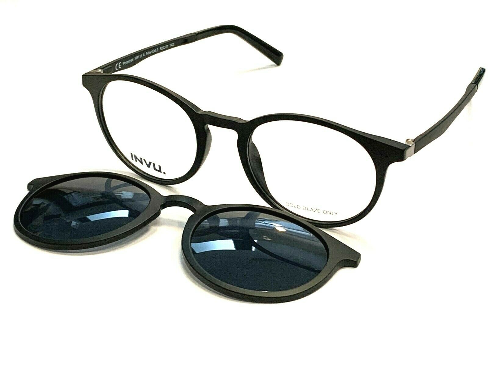 Tempi d Oro Ottica Orologeria Oreficeria Invu. Montatura Unisex Con Clip on Da Sole A Calamita Polarizzato Mod. M4111A
